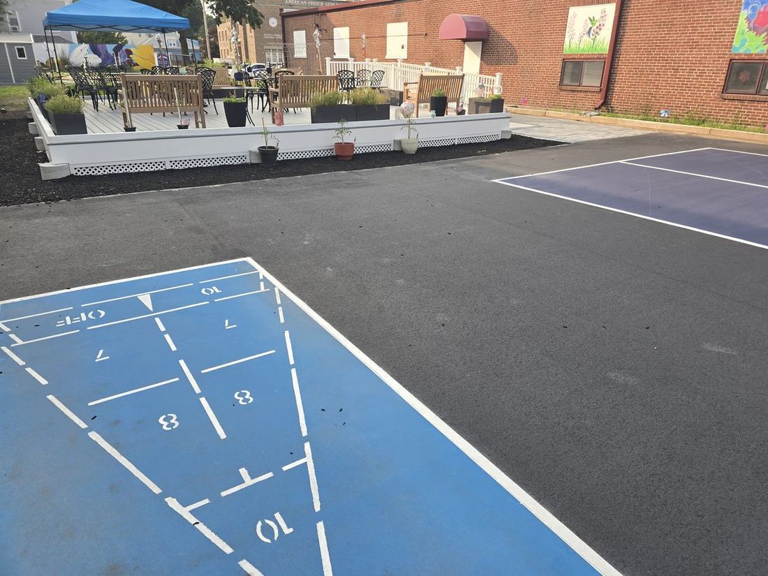 Our new outdoor shuffleboard court